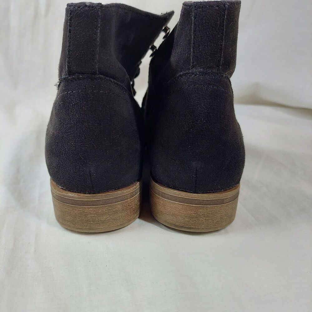 Brash Womens Size 9 Lace Up Short Ankle Black Boot Low Heel Suede Like Fabric - Picture 4 of 11